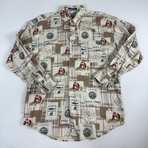 Vintage CHAPS Ralph Lauren Button Down Shirt All Over Print Graphic Mens Large